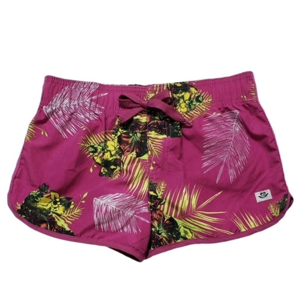 TROPICAL JUNGLE boardshort summer Palm tree floral Fushia Neon SZ M